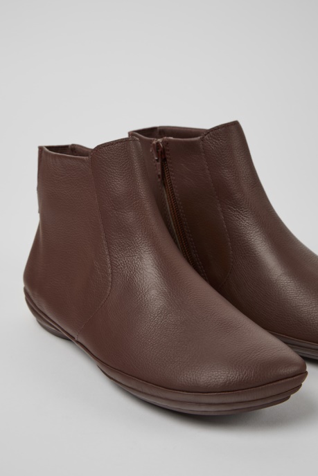 Right Burgundy Leather Ankle Boots For Women Camper AU New Arrivals