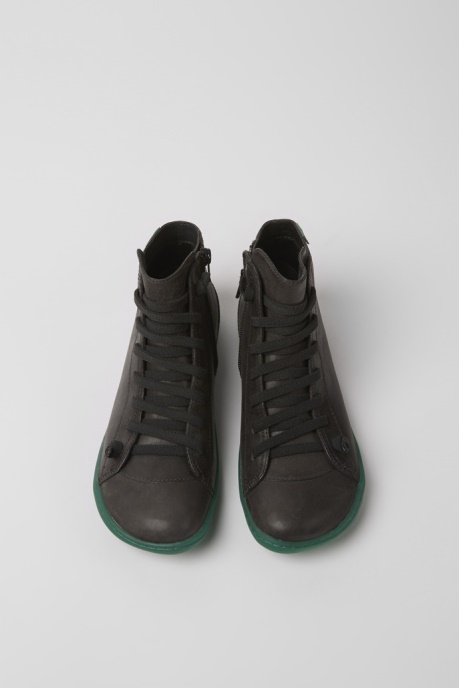 Peu Gray Leather Ankle Boots For Women Exclusive Camper AU