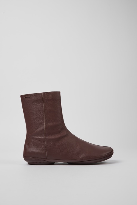 Camper AU Right Burgundy Leather Boots For Women New Arrivals