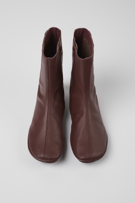 Camper AU Right Burgundy Leather Boots For Women New Arrivals