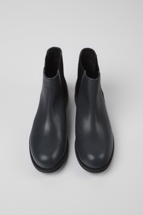 Camper AU Bowie Gray Leather Ankle Boots For Women New Arrivals