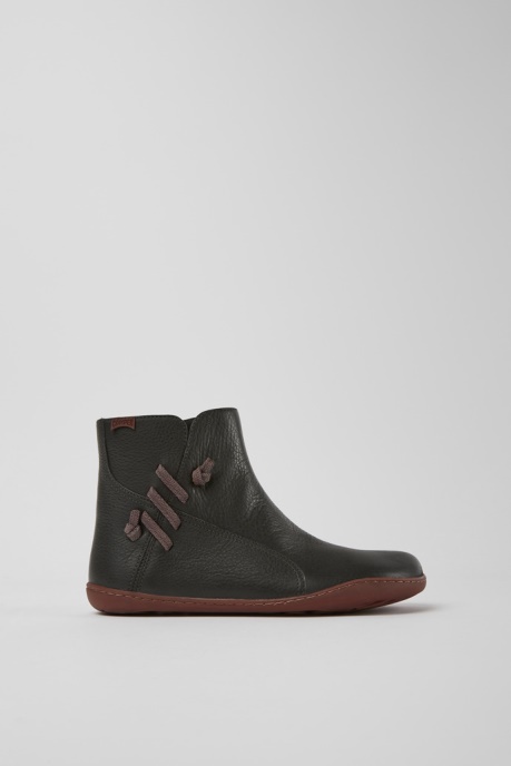 Design Peu Dark Grey Leather Ankle Boots Camper AU