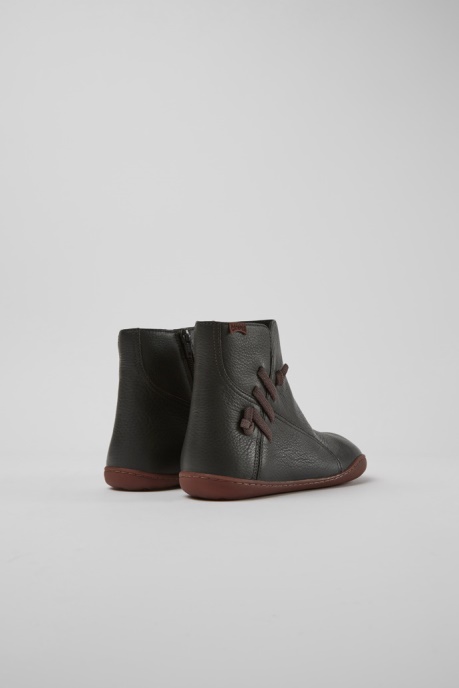 Design Peu Dark Grey Leather Ankle Boots Camper AU