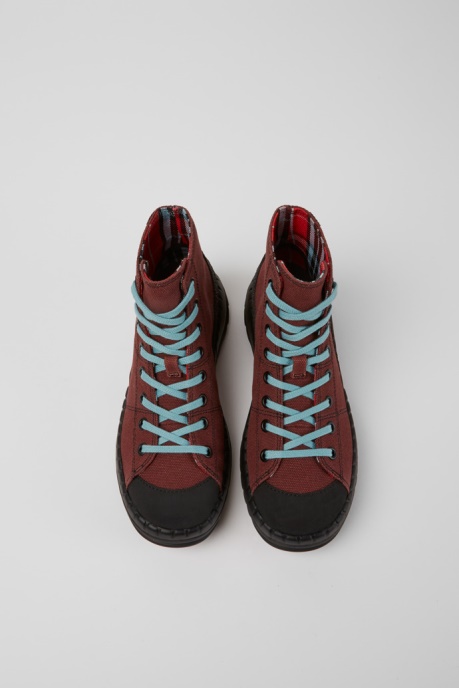 Camper AU Design Teix Burgundy Rubber And Bci Cotton Boots