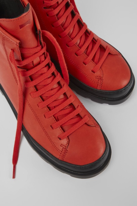 Design Brutus Red Leather Lace-Up Boots Camper AU