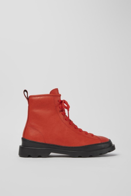 Design Brutus Red Leather Lace-Up Boots Camper AU