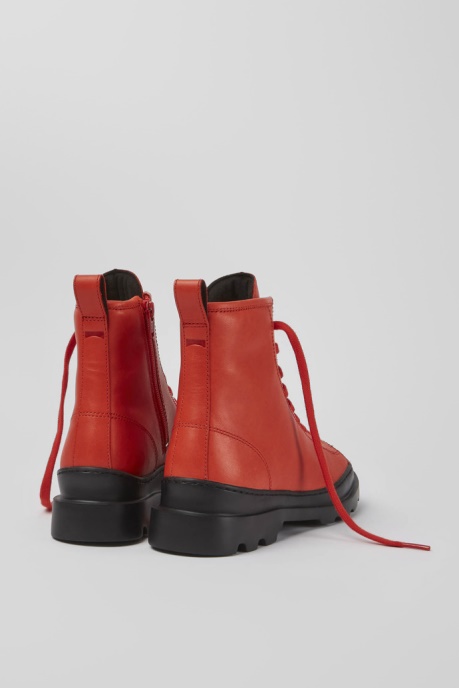 Design Brutus Red Leather Lace-Up Boots Camper AU