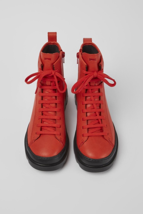 Design Brutus Red Leather Lace-Up Boots Camper AU