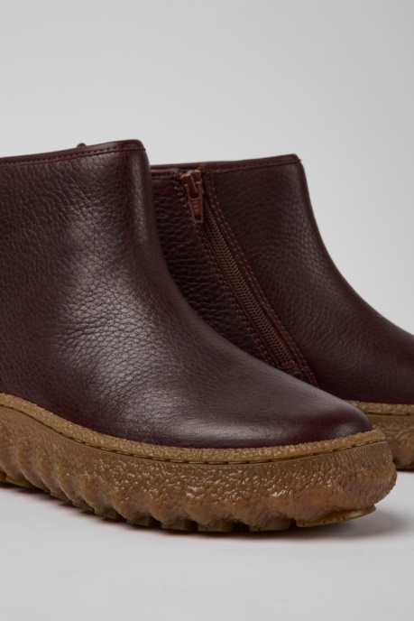 Design Ground Michelin Burgundy Leather Ankle Boots Camper AU
