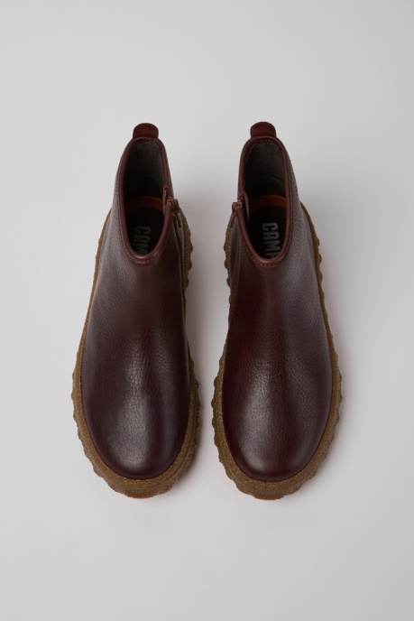 Design Ground Michelin Burgundy Leather Ankle Boots Camper AU