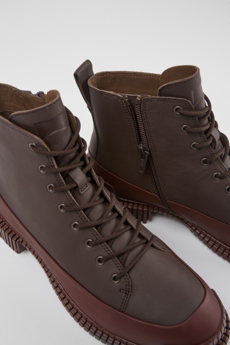 Camper AU Design Pix Burgundy Lace-Up Leather Boots