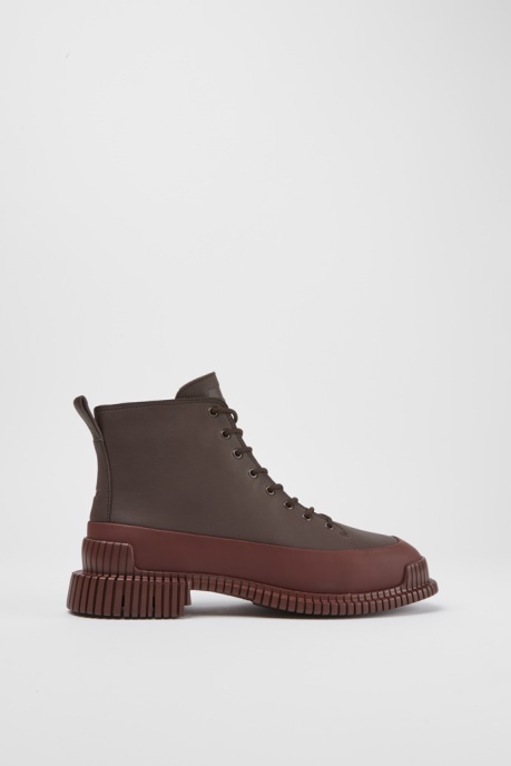 Camper AU Design Pix Burgundy Lace-Up Leather Boots