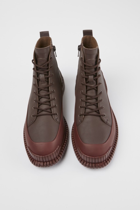 Camper AU Design Pix Burgundy Lace-Up Leather Boots