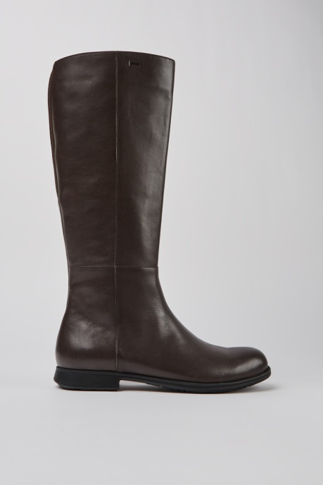 Mil Dark Brown Leather And Textile High Boots For Women Camper AU New Arrivals
