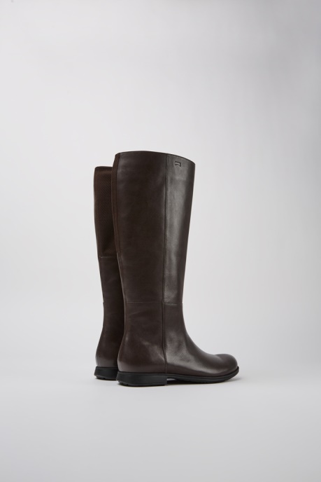 Mil Dark Brown Leather And Textile High Boots For Women Camper AU New Arrivals