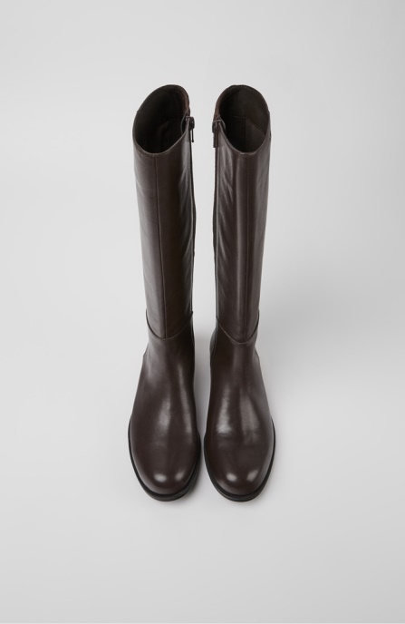 Mil Dark Brown Leather And Textile High Boots For Women Camper AU New Arrivals