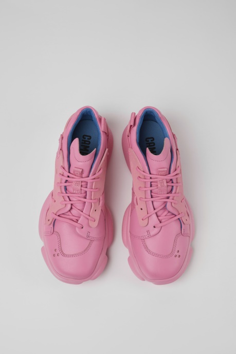 Karst Pink Leather And Textile Sneakers For Women Camper AU New Arrivals