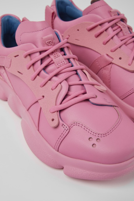 Karst Pink Leather And Textile Sneakers For Women Camper AU New Arrivals