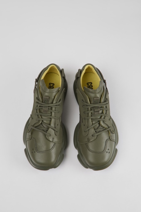 Exclusive Camper AU Karst Green Leather And Textile Sneakers For Women