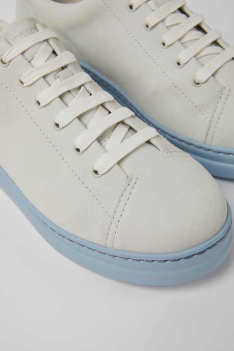Runner Up White And Blue Non-Dyed Leather Sneakers For Women Camper AU New Arrivals