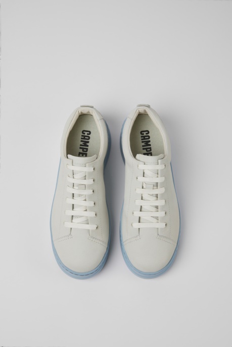 Runner Up White And Blue Non-Dyed Leather Sneakers For Women Camper AU New Arrivals