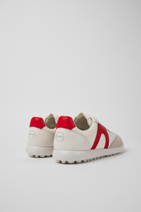 Camper AU Pelotas Xlite White And Red Leather And Textile Sneakers For Women New Arrivals