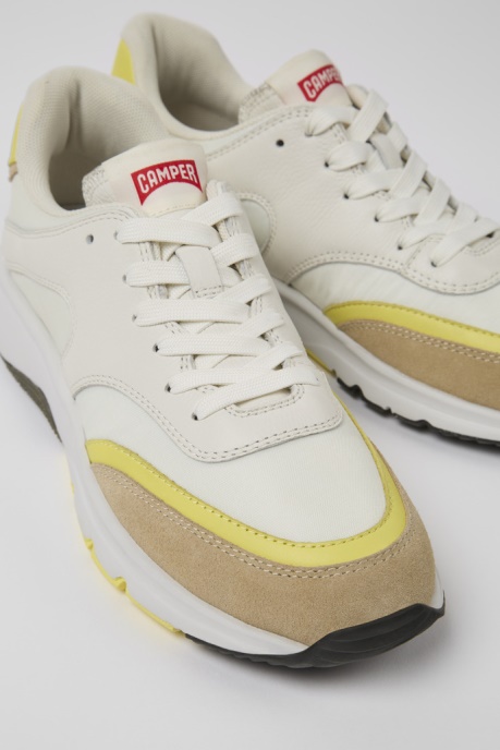 Drift White And Beige Textile And Leather Sneakers For Women Exclusive Camper AU