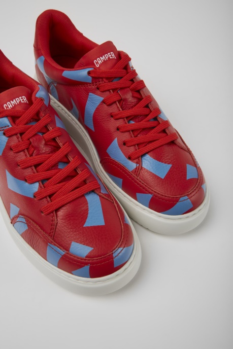 Runner K21 Red And Blue Printed Leather Sneakers For Women Exclusive Camper AU