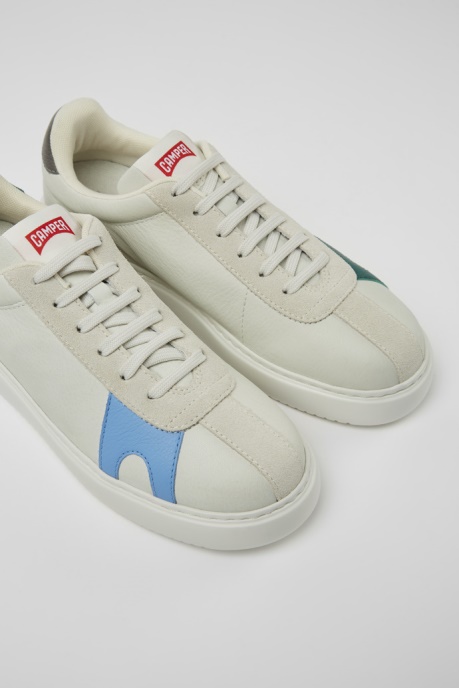 Camper AU Design Twins White Non-Dyed Leather Sneakers For Women