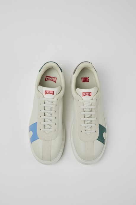 Camper AU Design Twins White Non-Dyed Leather Sneakers For Women