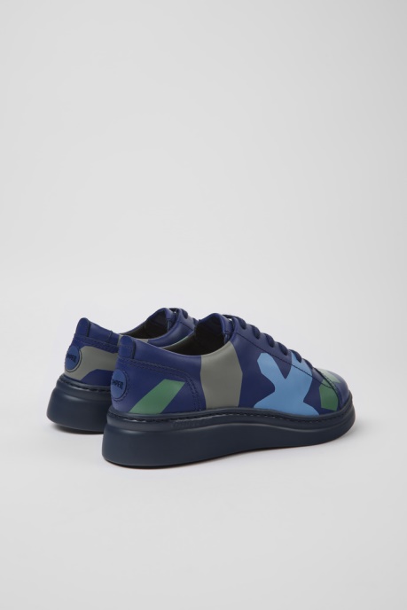 Camper AU Design Twins Blue And Green Printed Leather Sneakers For Women