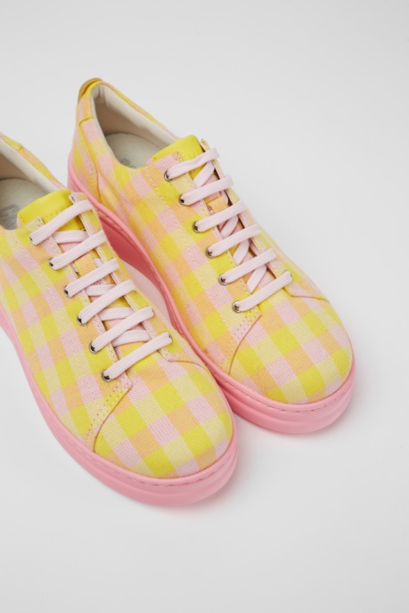 Design Runner Up Yellow And Pink Recycled Cotton Sneakers For Women Camper AU
