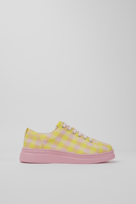 Design Runner Up Yellow And Pink Recycled Cotton Sneakers For Women Camper AU