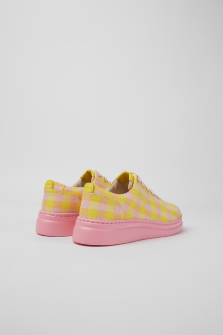 Design Runner Up Yellow And Pink Recycled Cotton Sneakers For Women Camper AU