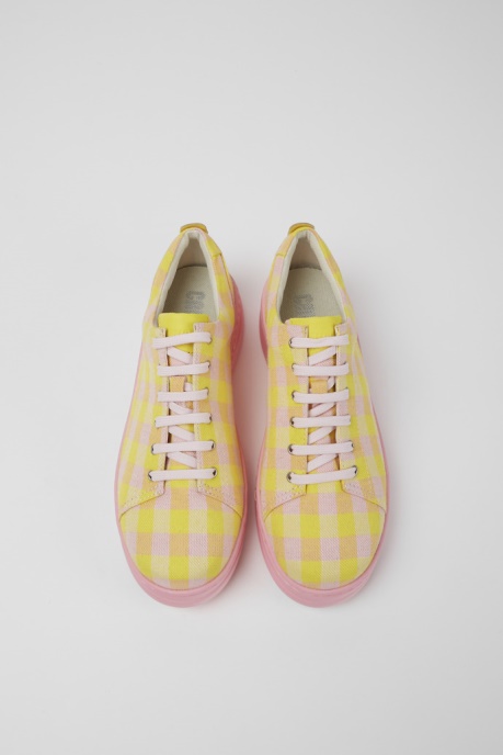 Design Runner Up Yellow And Pink Recycled Cotton Sneakers For Women Camper AU