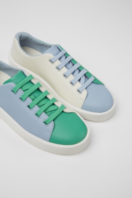 Exclusive Camper AU Twins Green Blue And White Leather Sneakers For Women