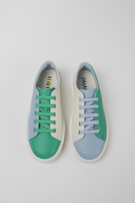 Exclusive Camper AU Twins Green Blue And White Leather Sneakers For Women