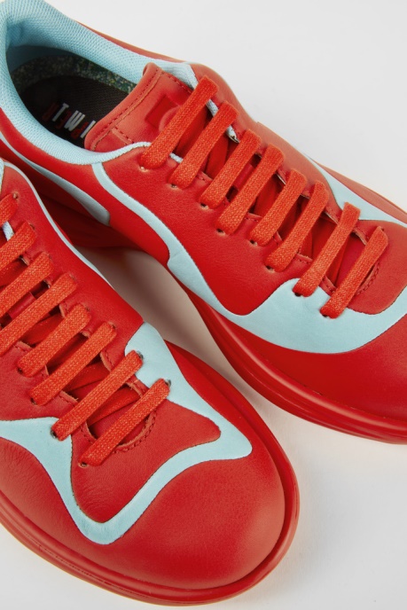 Camper AU Twins Red And Turquoise Leather Lace-Up Sneakers New Arrivals