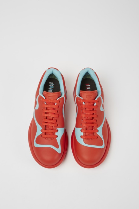 Camper AU Twins Red And Turquoise Leather Lace-Up Sneakers New Arrivals