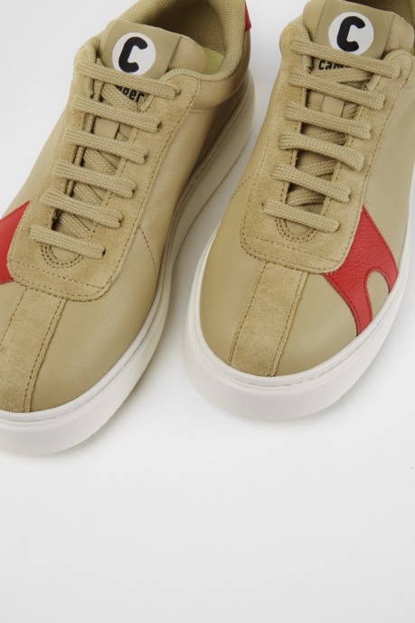 Camper AU Design Runner K21 Beige Suede And Leather Sneakers