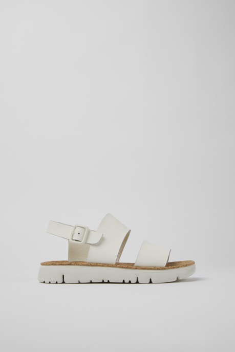 Oruga White Leather Sandals For Women Camper AU New Arrivals