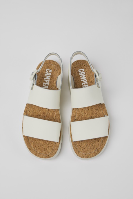 Oruga White Leather Sandals For Women Camper AU New Arrivals