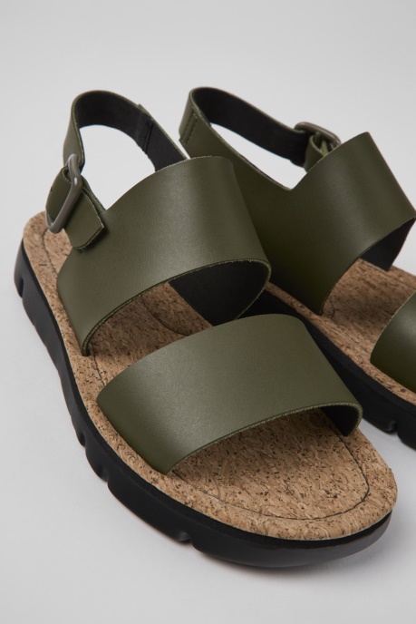 Exclusive Camper AU Oruga Green Leather Sandals For Women