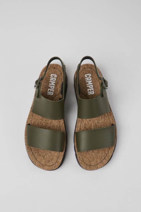 Exclusive Camper AU Oruga Green Leather Sandals For Women