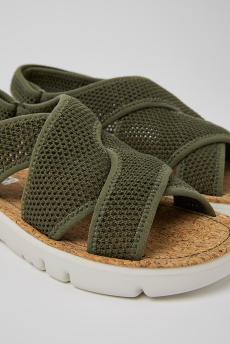 Camper AU Design Oruga Green Textile Sandals For Women