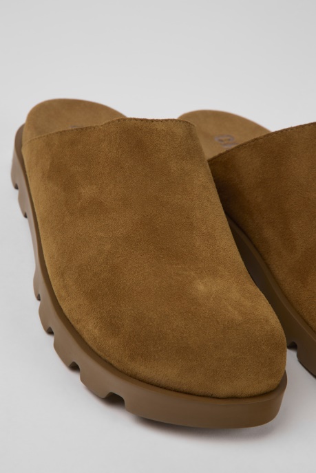 Camper AU Design Brutus Sandal Brown Leather Clogs For Women