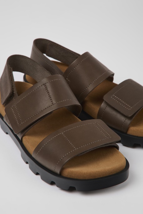 Camper AU Brutus Sandal Brown Leather Sandals For Women New Arrivals