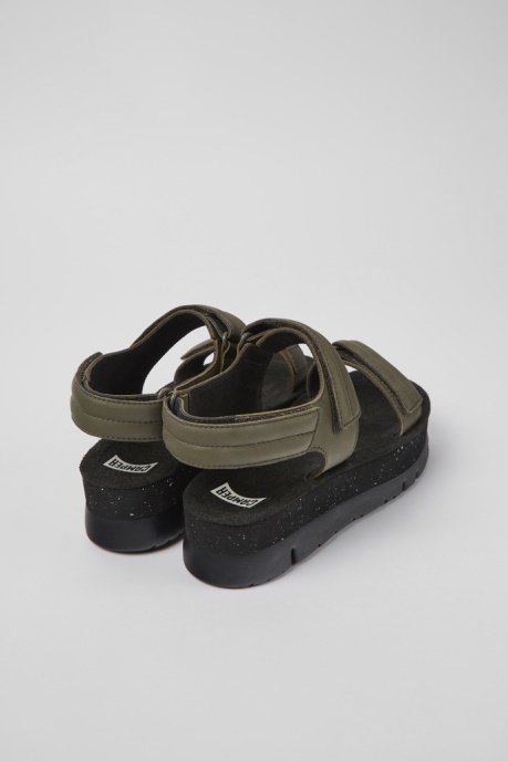 Camper AU Oruga Up Green Leather Sandals For Women New Arrivals