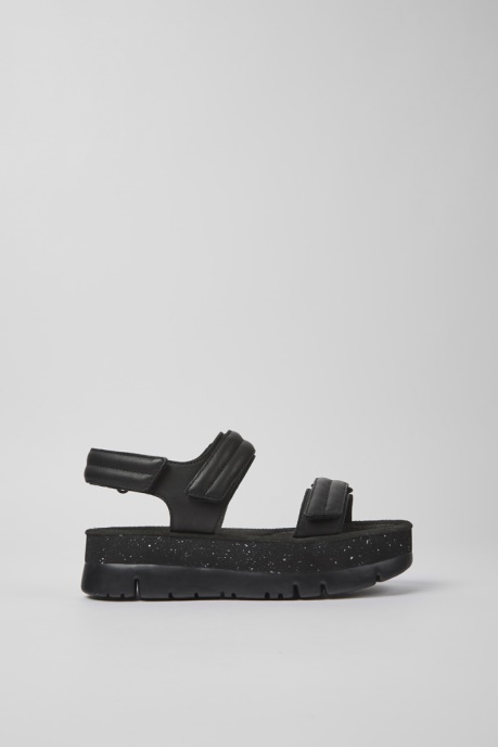 Camper AU Oruga Up Black Leather Sandals For Women New Arrivals