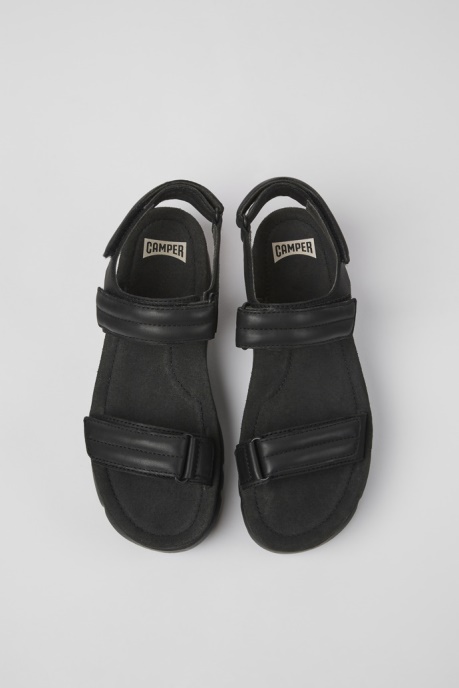 Camper AU Oruga Up Black Leather Sandals For Women New Arrivals